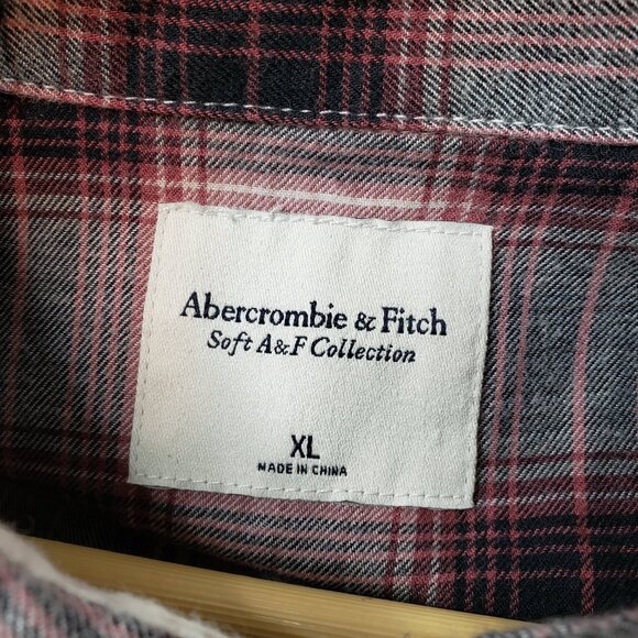 Abercrombie & Fitch Oversized Crop Flannel Shirt Women's Soft Work Pockets XL - Picture 7 of 8